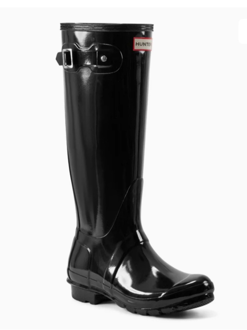 Hunter Women’s Black Gloss Tall Rain Boots Sz 7 - Picture 2 of 6